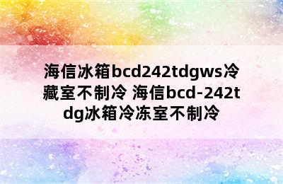 海信冰箱bcd242tdgws冷藏室不制冷 海信bcd-242tdg冰箱冷冻室不制冷